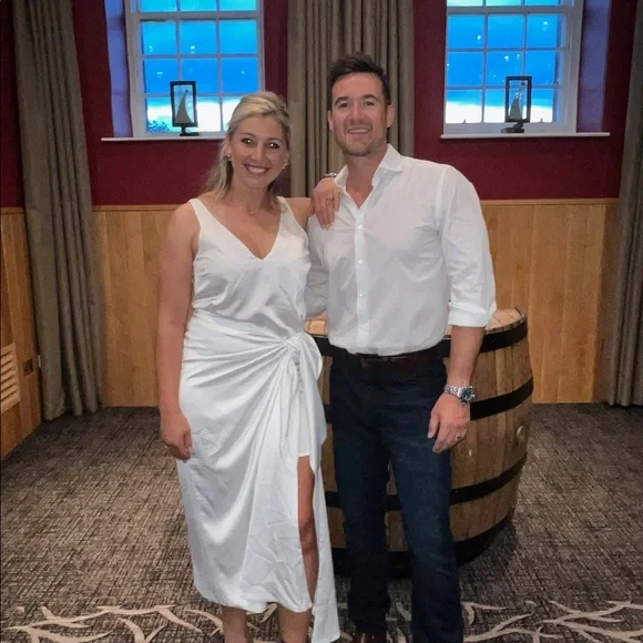 Hampton wrap dress in ivory luxury satin - Picture 4 of 5